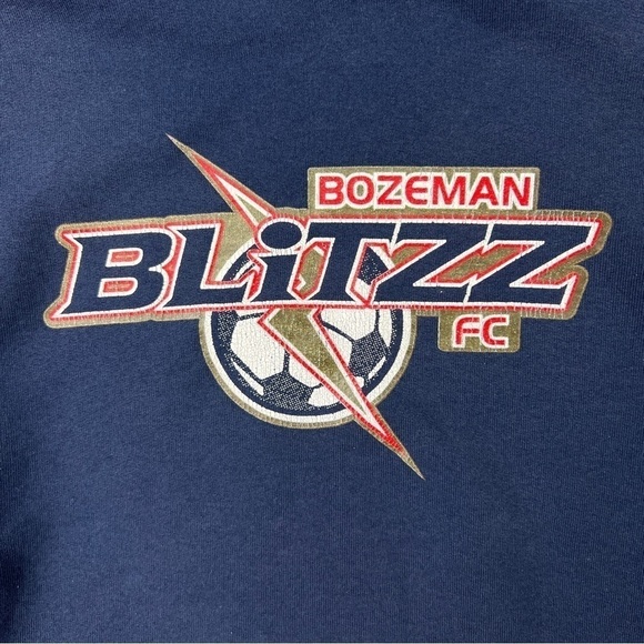 bozeman blitzz fc hoodie vintage 90s russell faded pullover fleece faded navy - Picture 9 of 12